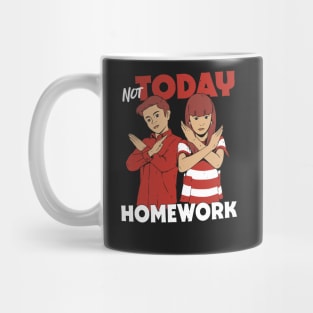 Not Today, Homework // Funny Vintage Children's Illustration Mug